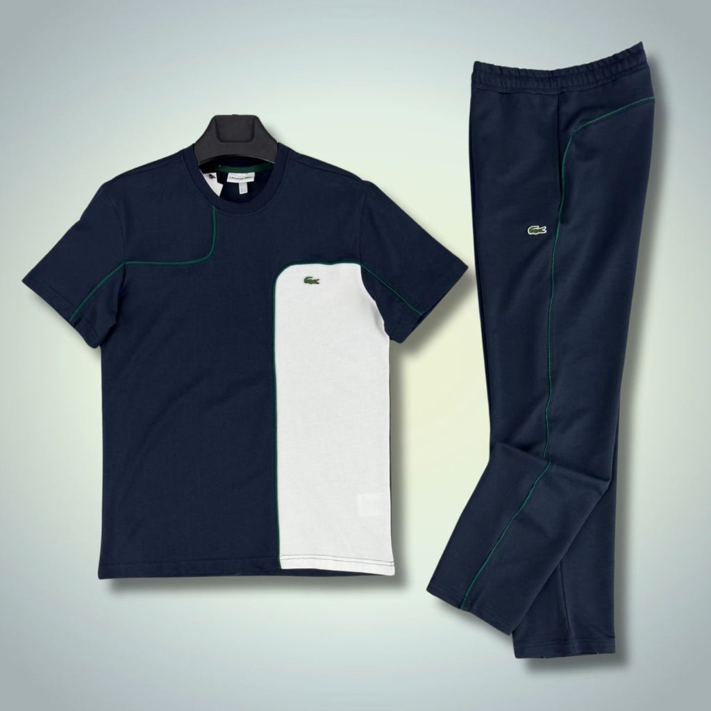 Set de vară bărbați Lacoste, albastru - alb. Calitate premium