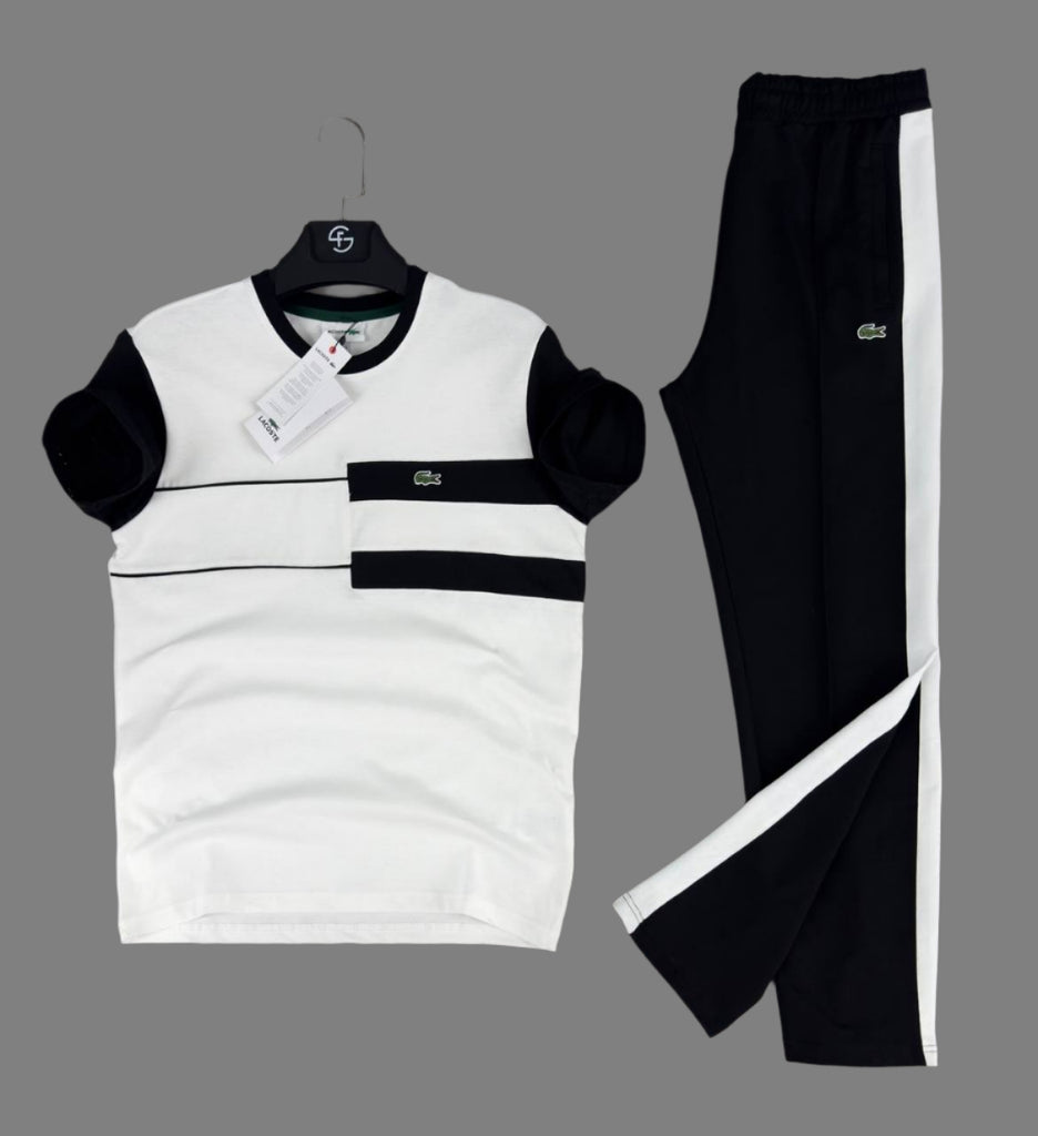 Set de vară pentru bărbați Lacoste, alb și negru. Calitate premium.