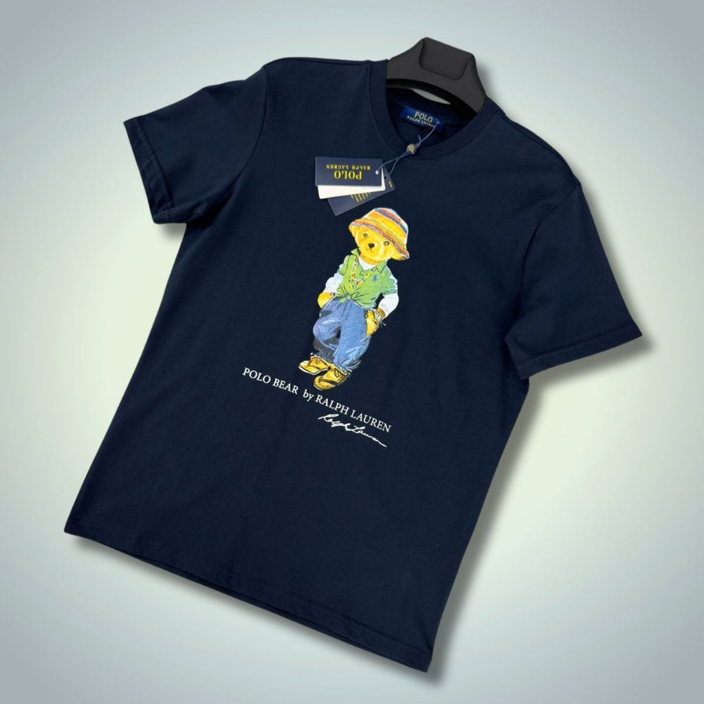 Tricou bărbați Ralph Lauren, albastru închis, imprimare mare. Calitate premium