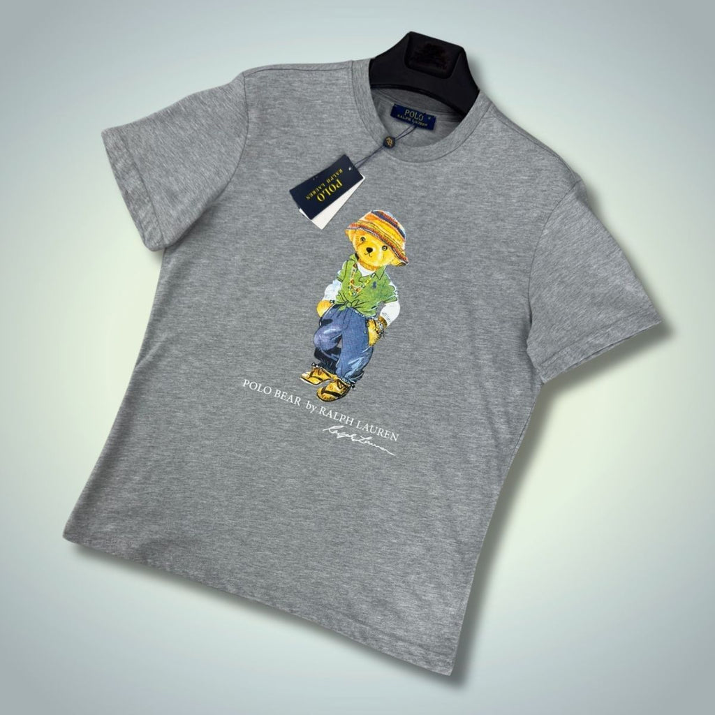 Tricou bărbați Ralph Lauren, gri clasic, imprimare mare. Calitate premium