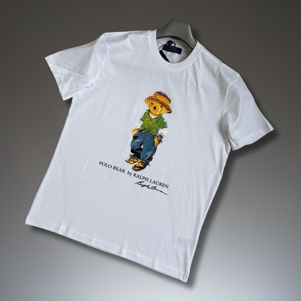 Tricou bărbați Ralph Lauren, alb, imprimare mare. Calitate premium