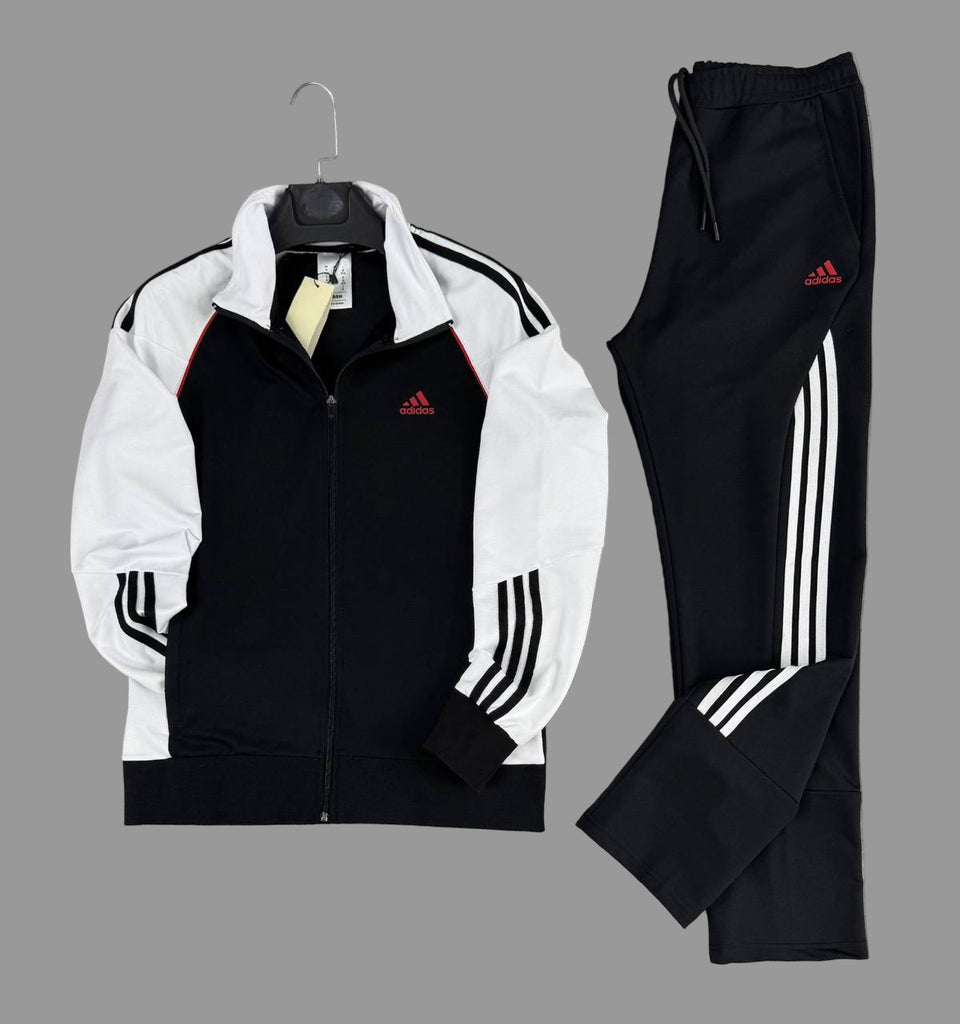 Trening Adidas pentru bărbați, alb și negru, cu logo roșu