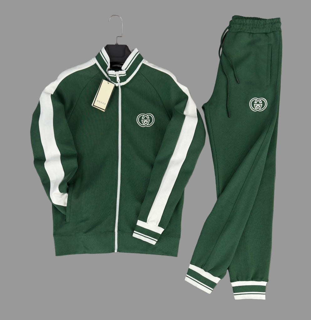 Trening bărbătesc Gucci, verde cu dungi albe. Calitate premium.