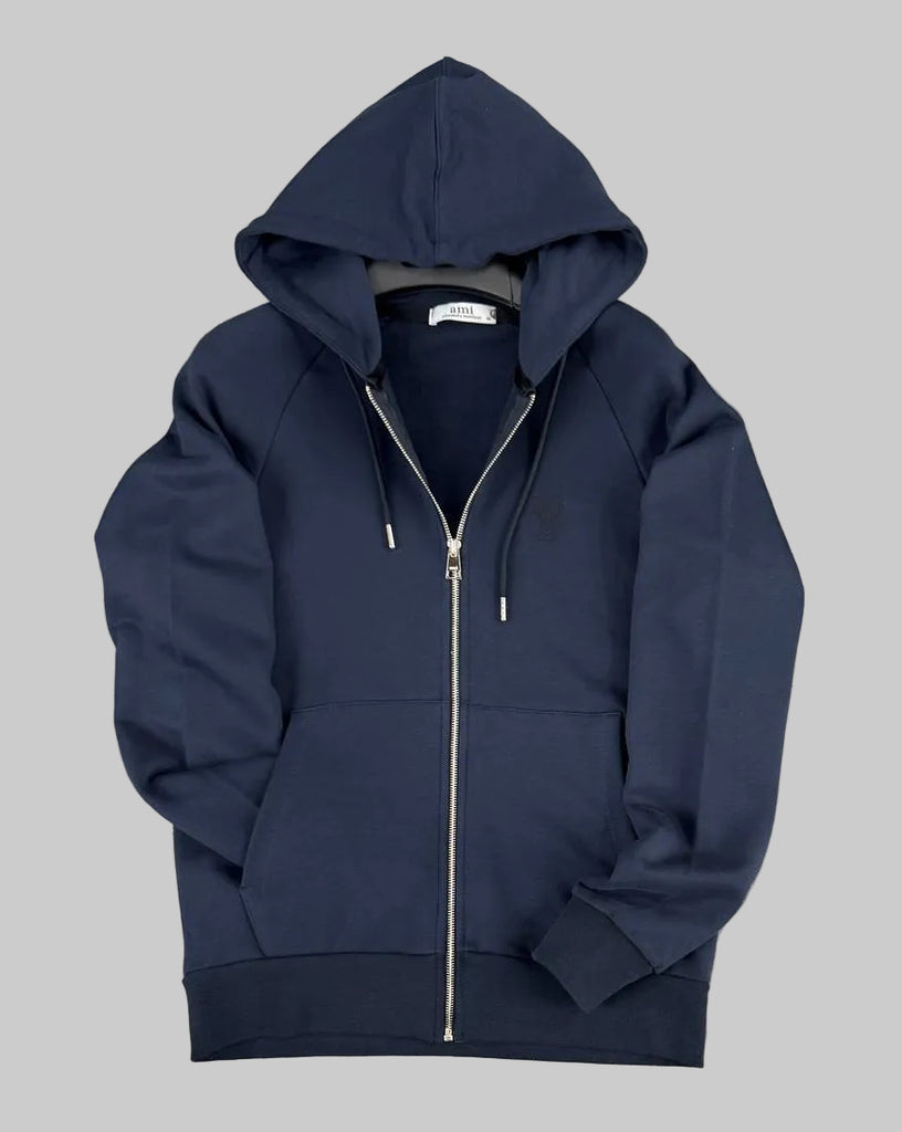 Hanorac bărbătesc cu fermoar AMI, albastru închis
