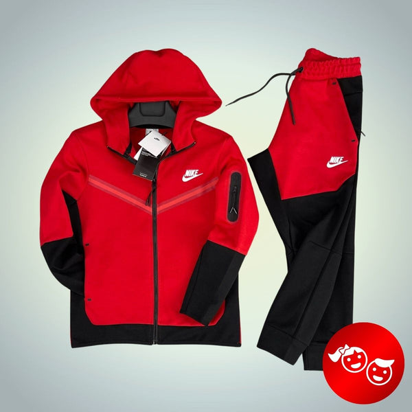 Trening Nike Tech Fleece pentru copii, roșu-negru. Calitate premium