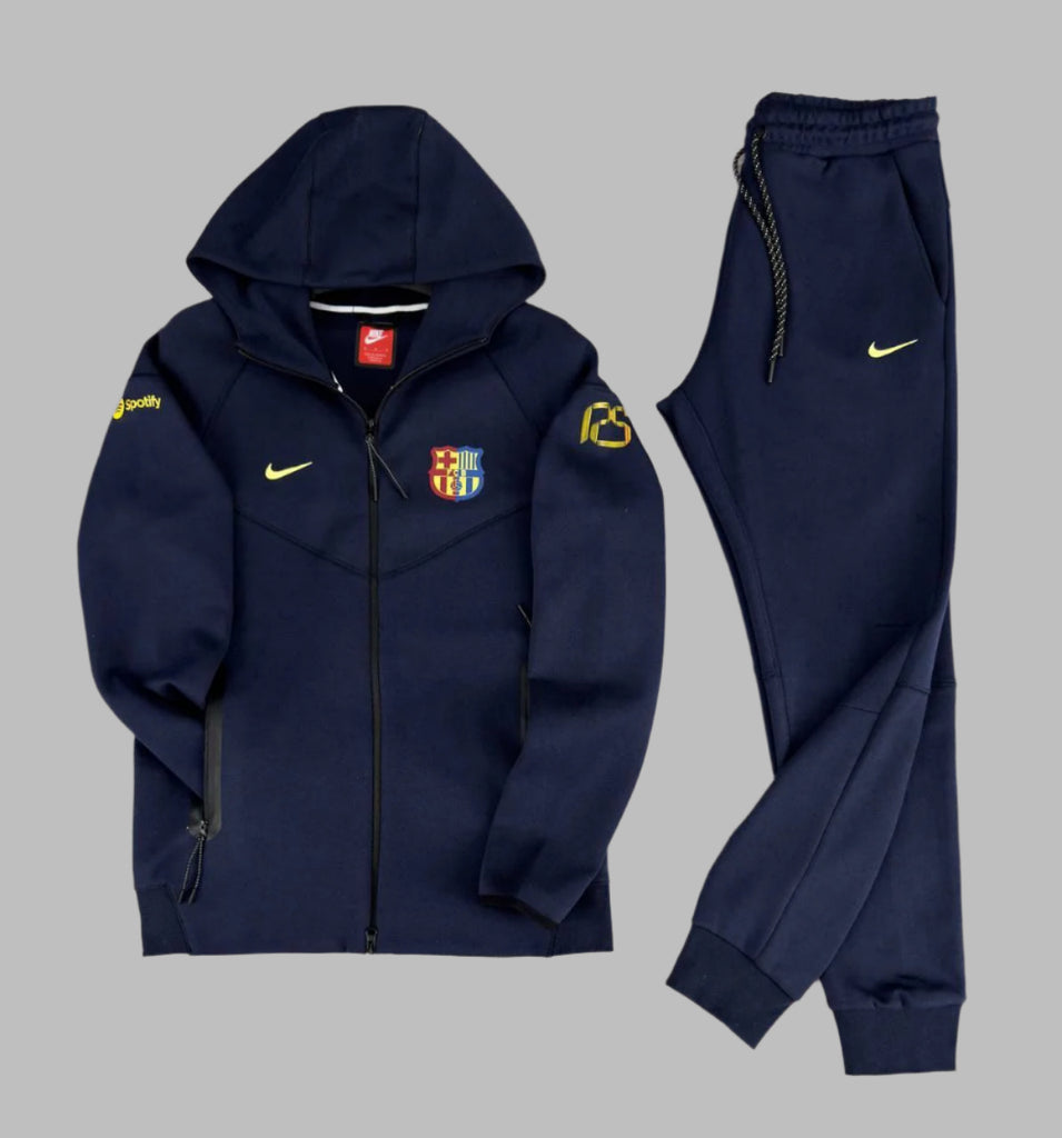 Trening Nike Barcelona Tech Fleece pentru bărbați, albastru închis. Calitate premium.
