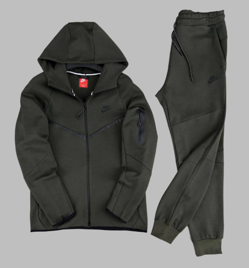 Trening bărbătesc Nike Tech Fleece, verde grafit. Model 2024. Calitate premium.