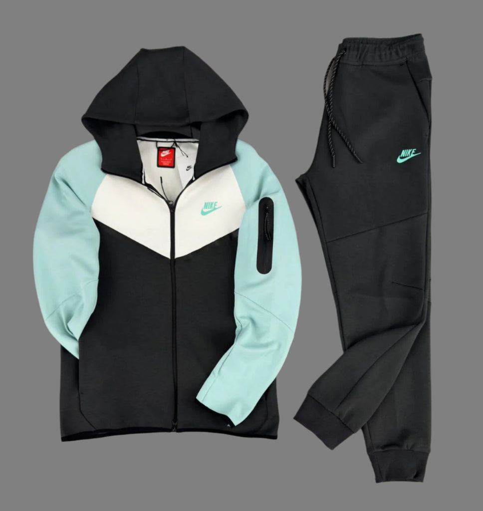 Trening bărbătesc Nike Tech Fleece, grafit, alb și mentă deschisă. Model 2024. Calitate premium.