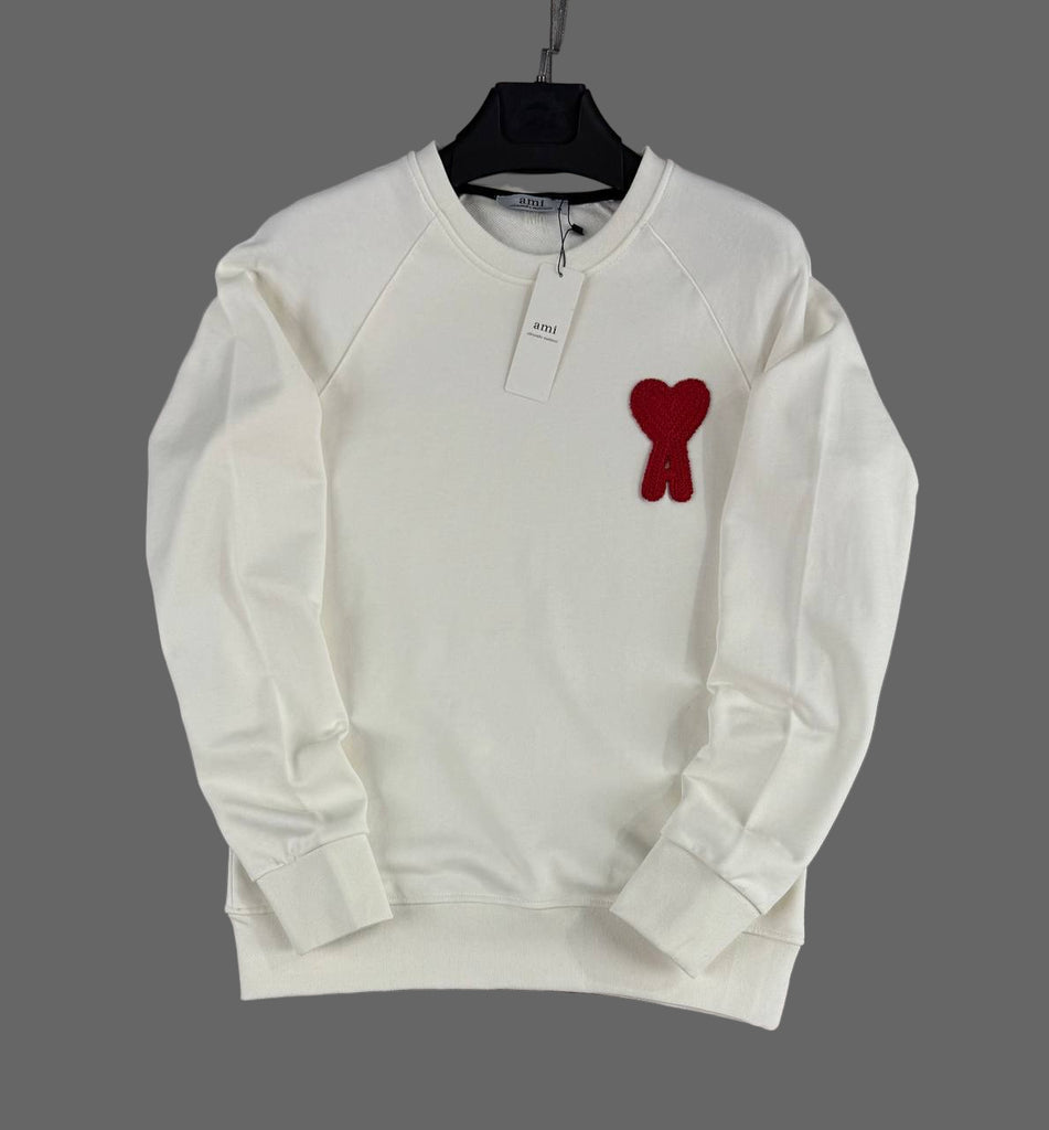 Bluză bărbătească cu mânecă lungă AMI, ecru cu emblemă roșie