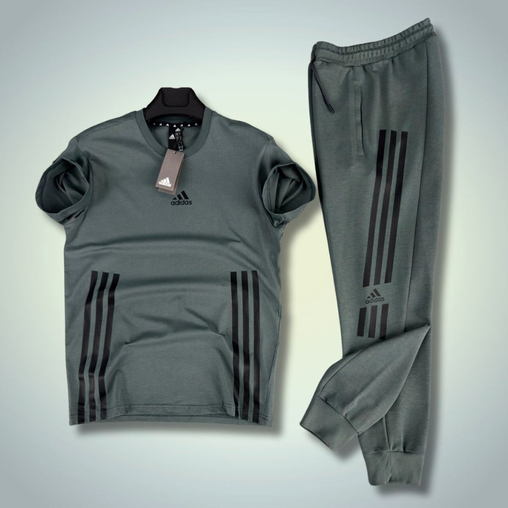 Set de vară bărbați Adidas, gri. Calitate premium