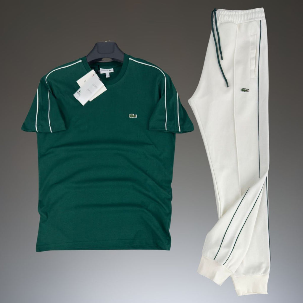 Set de vară bărbați Lacoste, alb - verde. Calitate premium