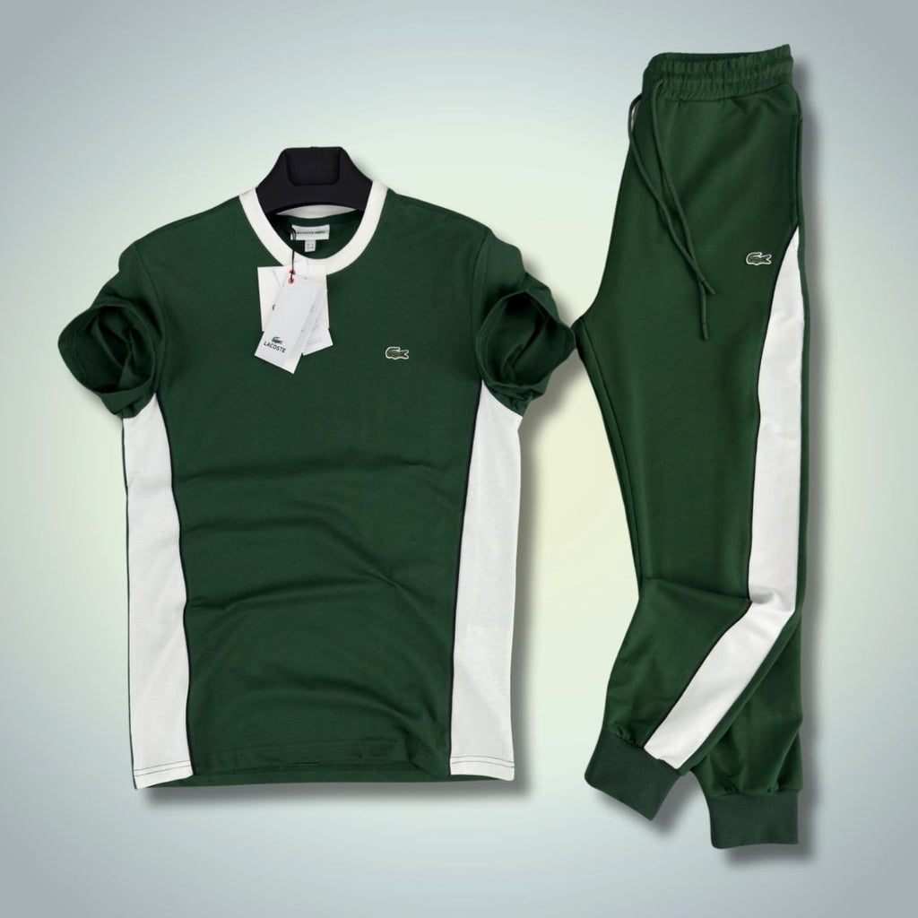 Set de vară bărbați Lacoste, verde - alb. Calitate premium