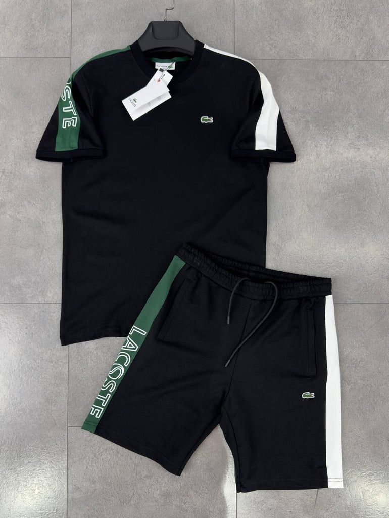 Set pentru bărbați Lacoste, negru cu elemente albe și verzi. Calitate premium.
