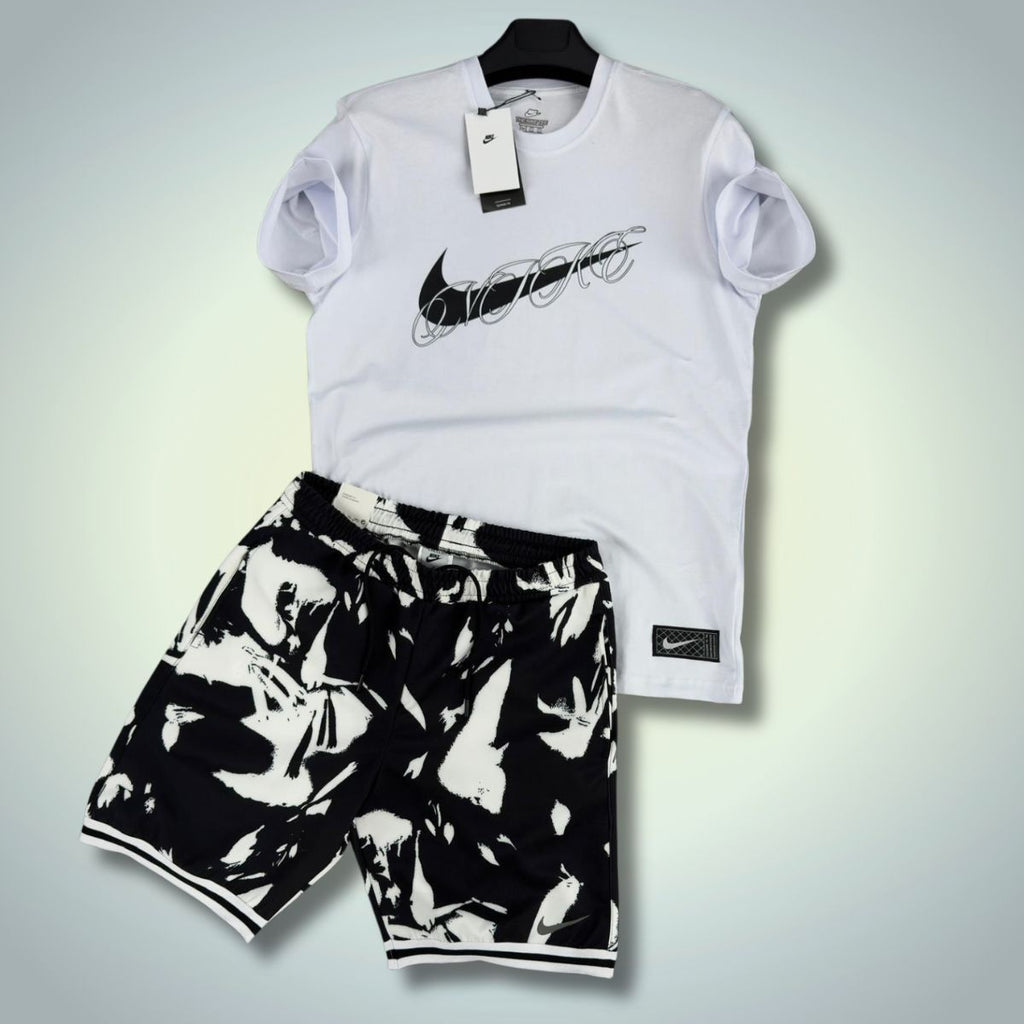 Set cu pantaloni scurți elastici pentru bărbați Nike, Negru - Alb. Calitate premium