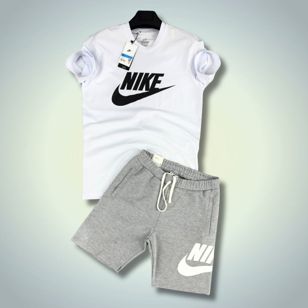 Set cu pantaloni scurți pentru bărbați Nike, Alb și Gri Clasic. Factory outlet