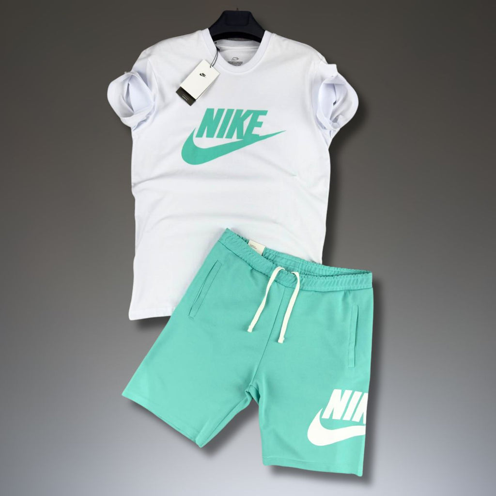 Set cu pantaloni scurți pentru bărbați Nike, Alb și Turcoaz. Factory outlet