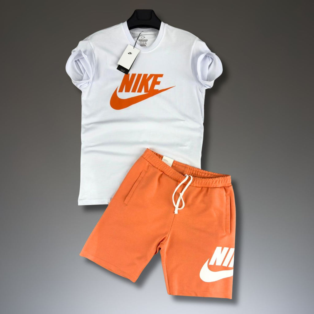 Set cu pantaloni scurți pentru bărbați Nike, Alb și Portocaliu. Factory outlet