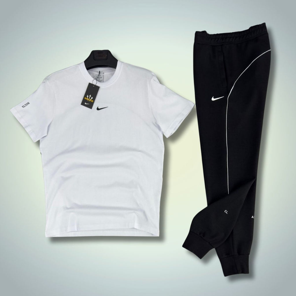 Set de vară bărbați Nike Nocta, alb - negru. Calitate premium