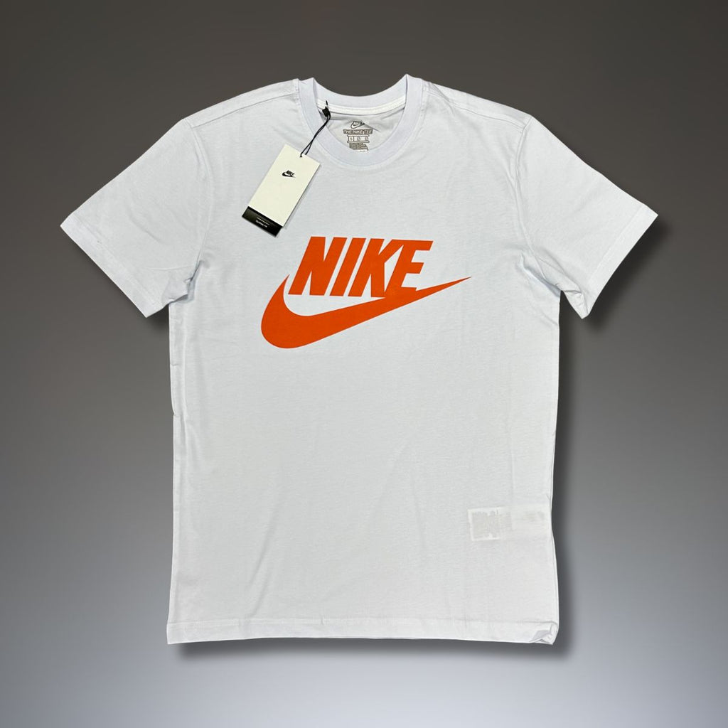 Tricou bărbaț Nike, alb, logo portocaliu. Calitate premium