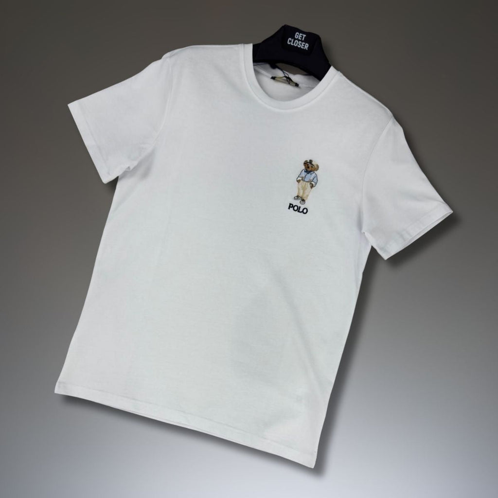 Tricou bărbați Ralph Lauren, alb, imprimare mică. Calitate premium