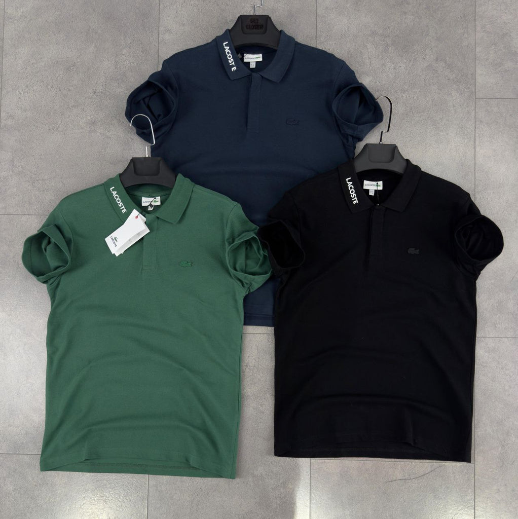 Tricou bărbătesc Lacoste, model simplu - negru.