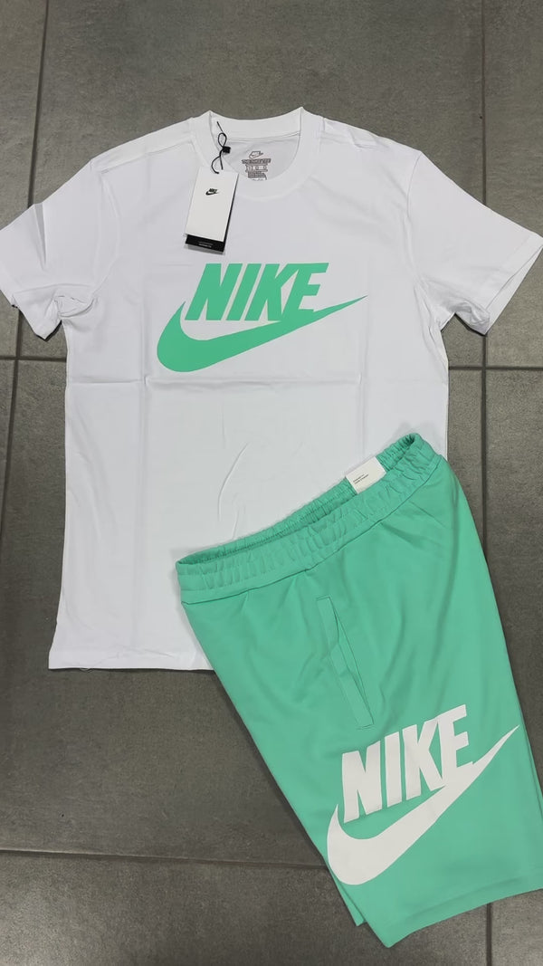 Set cu pantaloni scurți pentru bărbați Nike, Alb și Turcoaz. Factory outlet