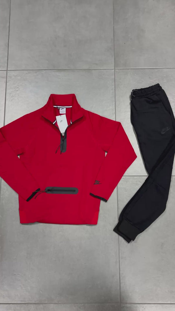 Trening Nike Tech Fleece pentru copii, roșu - negru. Model 2024. Calitate premium