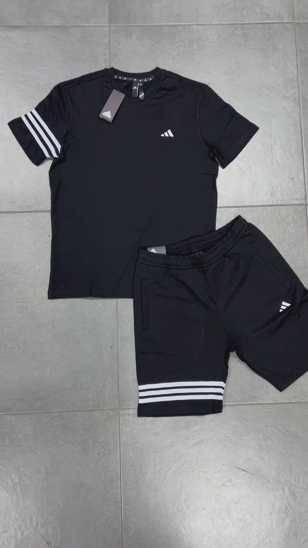 Set cu pantaloni scurți pentru bărbați  Adidas, logo clasic, Negru. Calitate premium