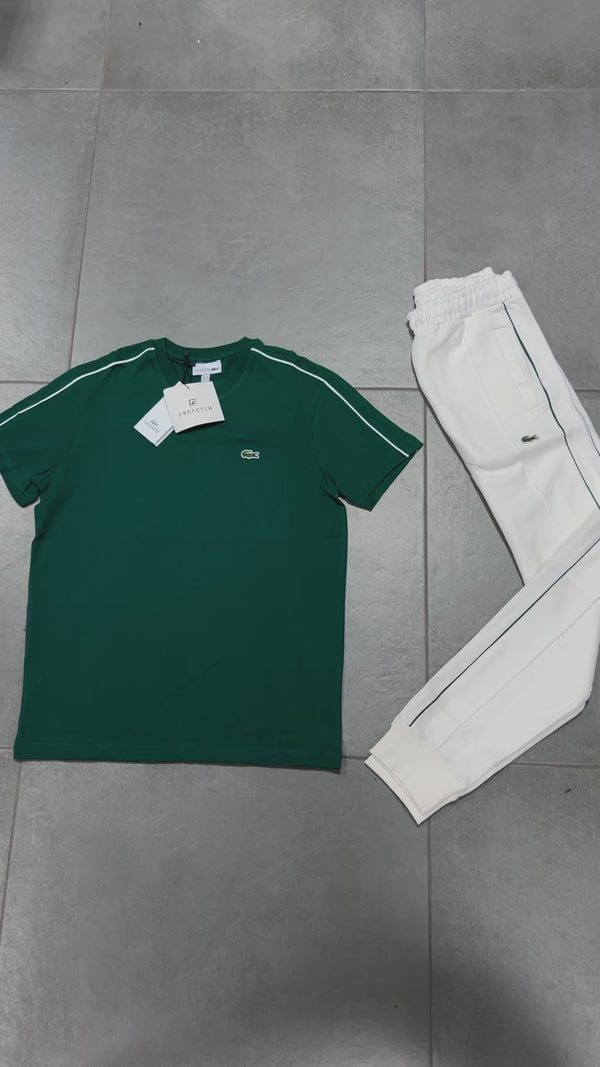 Set de vară bărbați Lacoste, alb - verde. Calitate premium