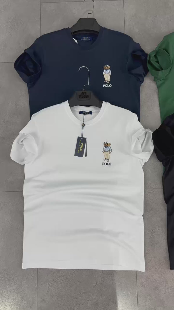 Tricou bărbați Ralph Lauren, alb, imprimare mică. Calitate premium