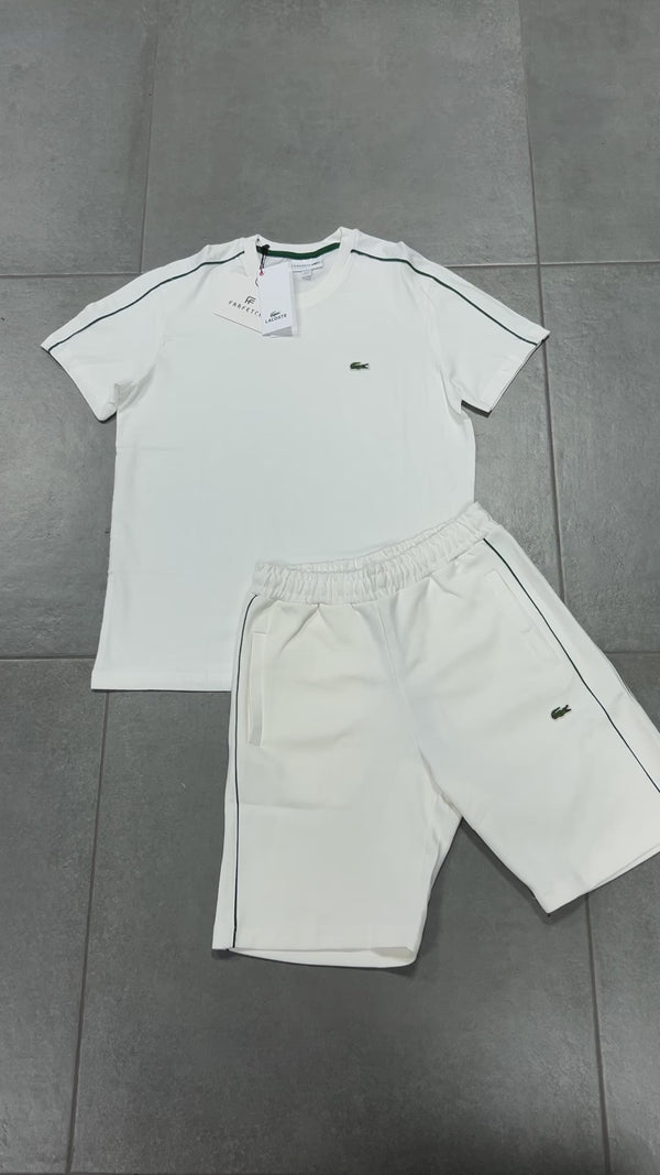 Set cu pantaloni scurți pentru bărbați Lacoste, alb. Calitate premium