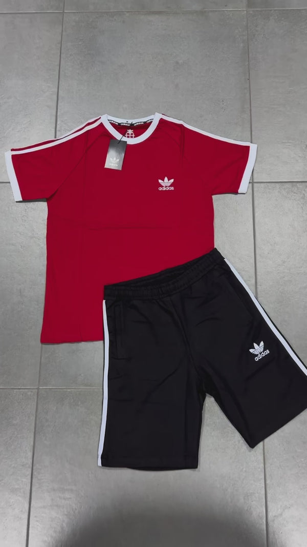 Set cu pantaloni scurți pentru bărbați  Adidas, Roșu - Negru. Calitate premium