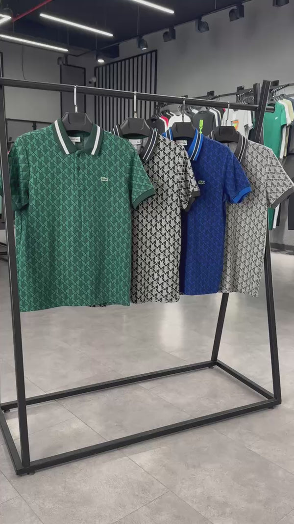 Set de vară bărbați Lacoste, polo Jacquard, verde închis. Calitate premium