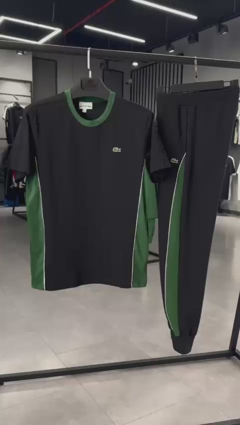 Set de vară bărbați Lacoste, verde - alb. Calitate premium